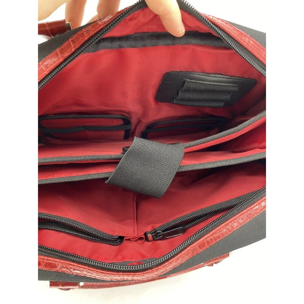 Icon Black Red Faux Crocodile Leather Fashionable Stylish Bag Laptop Case